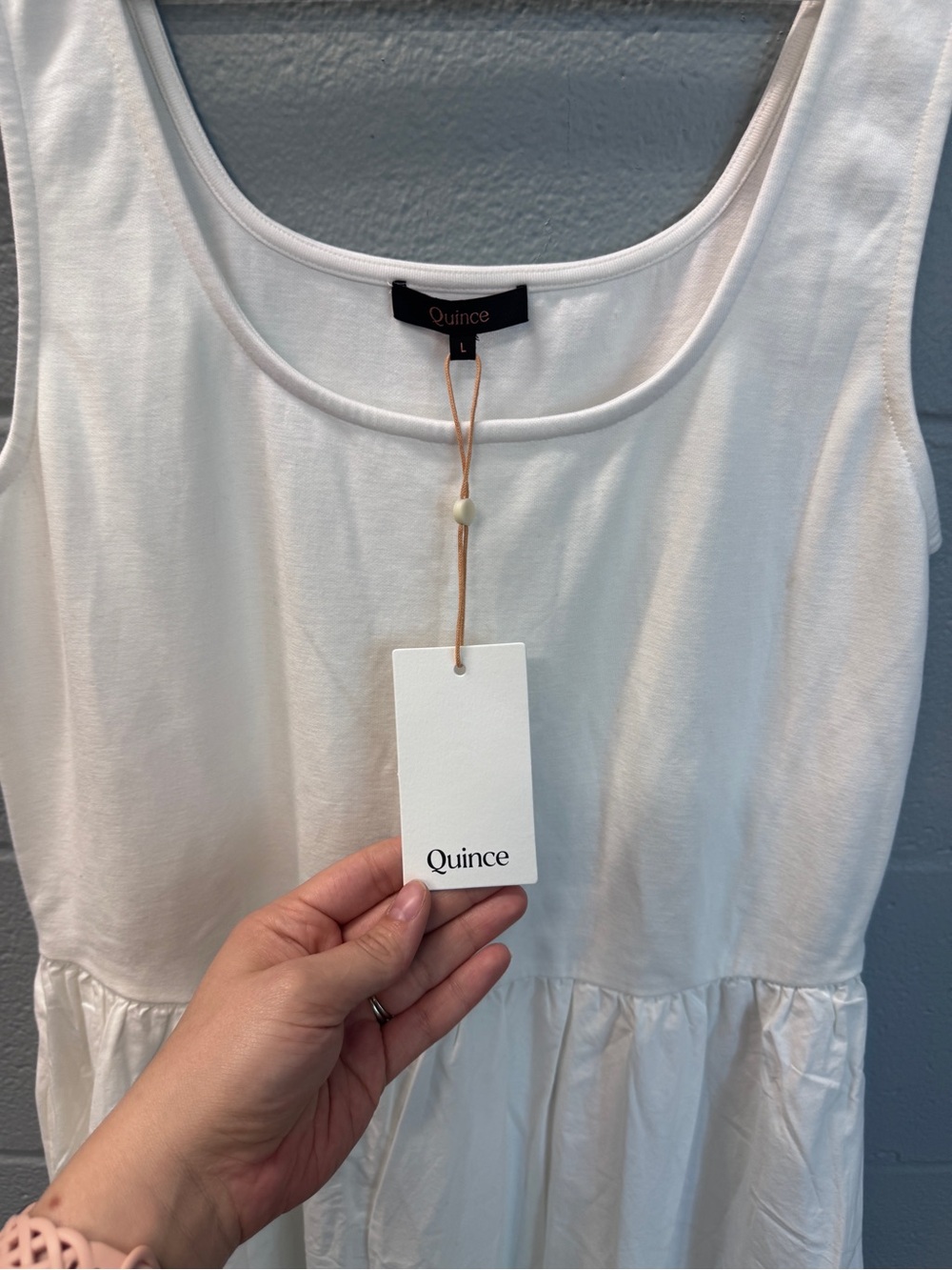 NWT Quince Organic Cotton Mixed Media Poplin Fit & Flare Maxi Dress White L - Picture 6 of 9